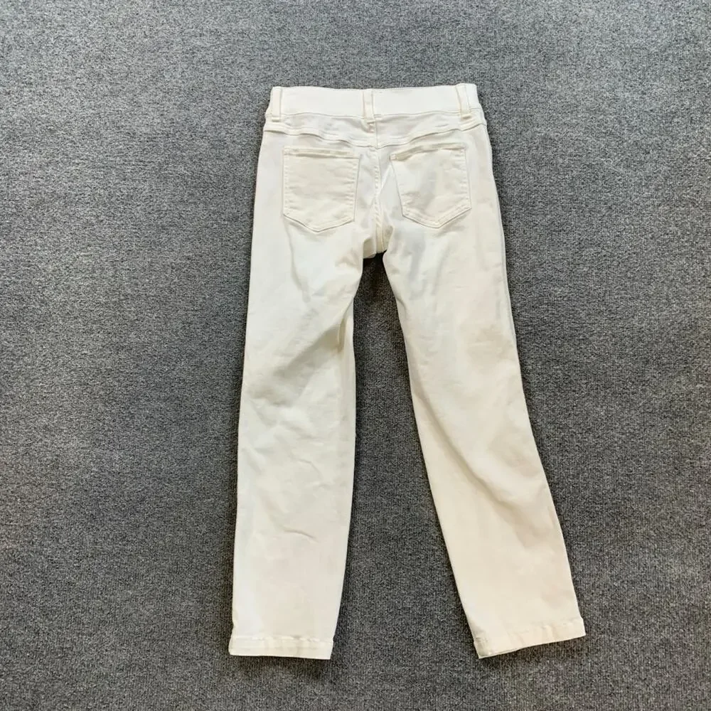 Spanx Jeans Womens S Small White Denim Pull On Crop Straight Mid Rise Stretch